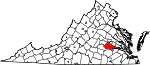 Map of Virginia highlighting Chesterfield County